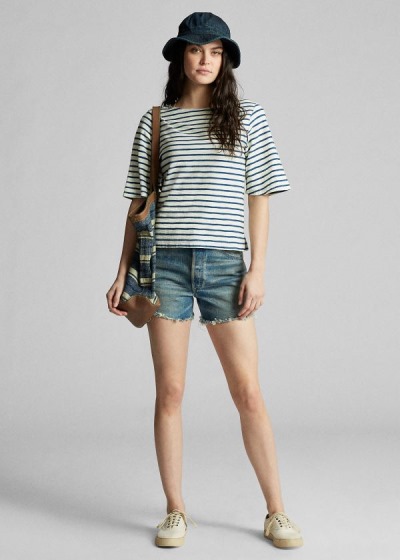 Women's Ralph Lauren Stripe Boatneck Tops | 957810VPM